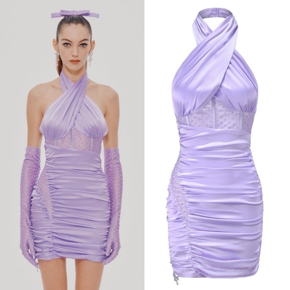 Nana Jacqueline Amara Mini Dress in Purple Medium